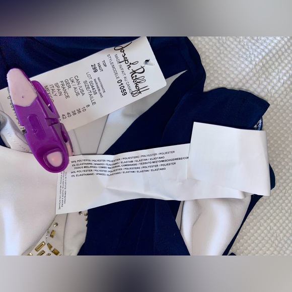 Made in 🇨🇦 Joseph Ribkoff‎ NWT Nautical Rhinestone Anchor Top Size 8 - Picture 4 of 11